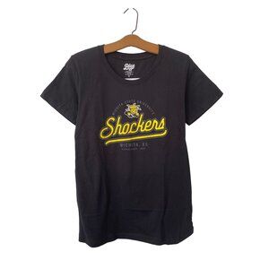Blue 84 Wichita State University Shockers T Shirt Womens Medium Black Yellow NEW